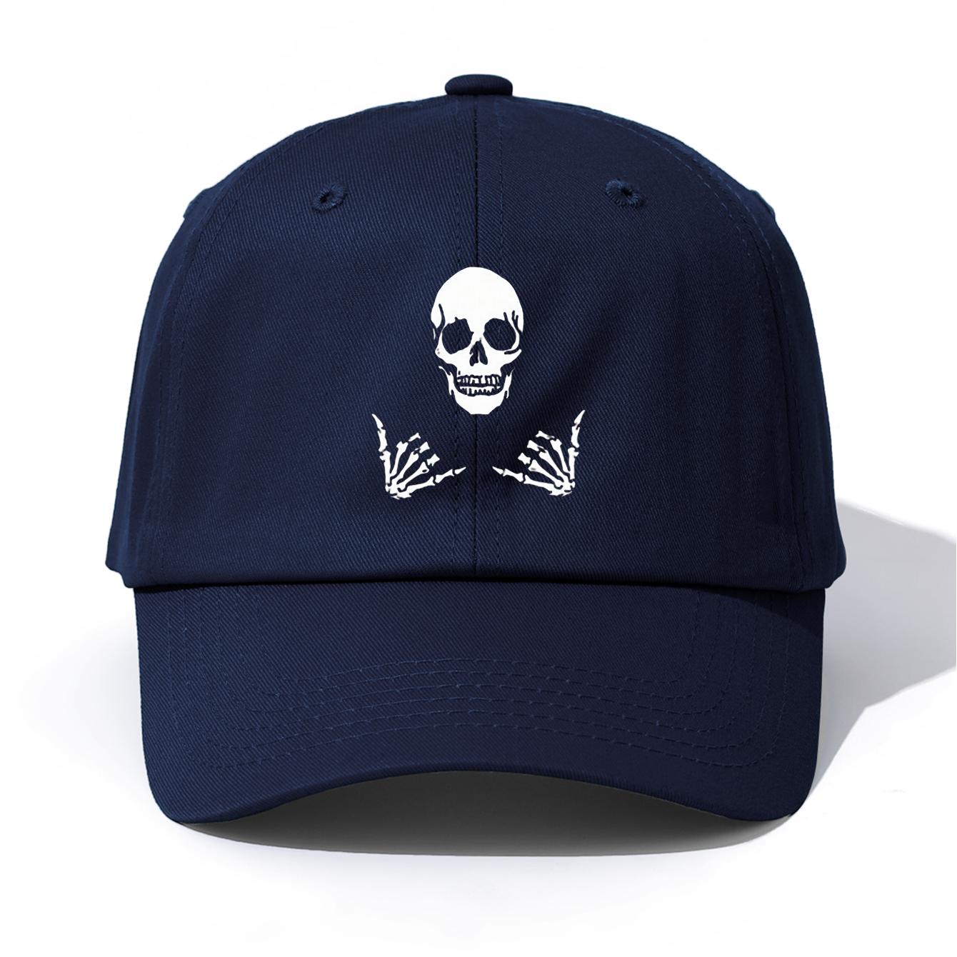 

1pc Skull Print Baseball Cap for Adults,Minimalist Retro Style Casual Soft Adjustable Dad Hat,Perfect As Gift темно-синього кольору