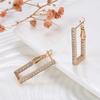 Trend Natural Zircon Long Rectangle Dangle Earrings For Women  Rose Gold Geometry Earrings Fashion Wedding Jewelry