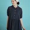 Chikita Puff Sleeveless Dress (Dot) Navy 232202Onv