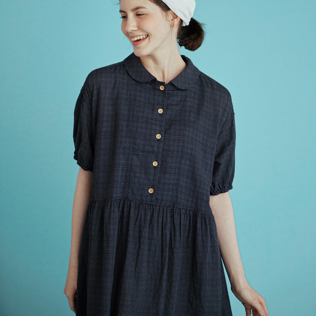 Chikita Puff Sleeveless Dress (Dot) Navy 232202Onv