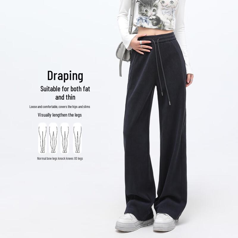 HSTYLE Women's High-Waisted Fleece Wide-Leg Casual Pants