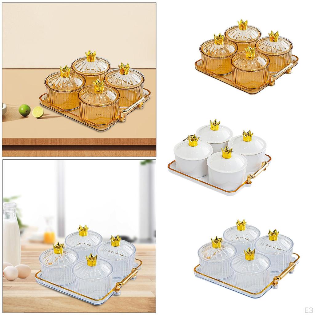 4 Grids Dried Fruit Plate Appetizer Serving Tray Dustproof Divided Dishes for Party Living