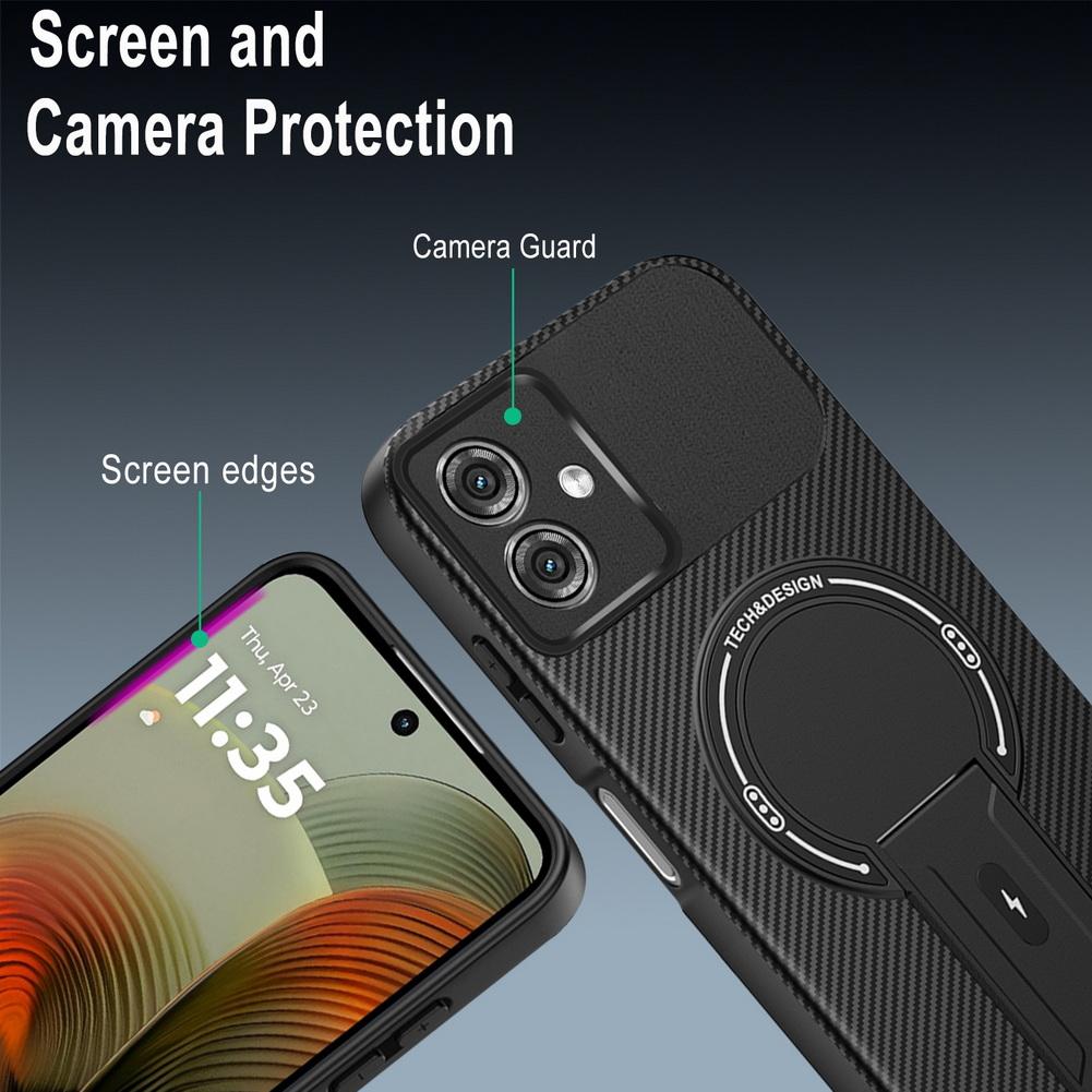 Kohlefaser Unsichtbarer Ständerhalter Eingebauter Magnetring Hülle für Moto G35 G55 G75 G85 G54 Kameraschutzabdeckung