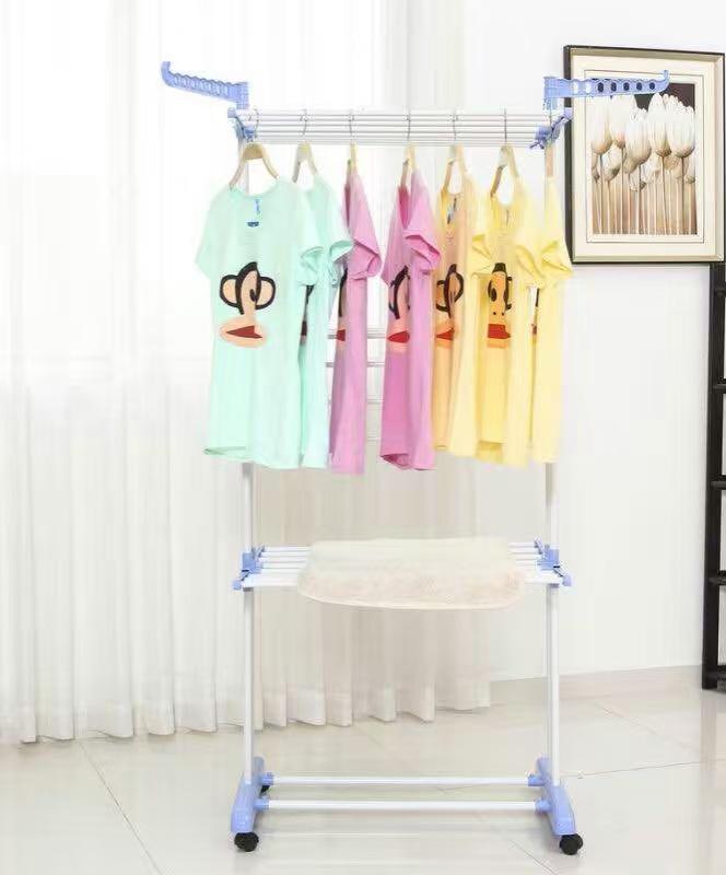 3-Tier Floor-Standing Folding Clothes & Towel Drying Rack with Multifunctional Storage