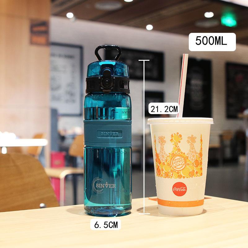 500ml Sports Water Bottle Portable Leak-proof Plastic Drinkware With Tea Filter Tour Gym Outdoor Sports Cup BPA Free