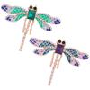 Alloy Glass Dragonfly Brooch Pin Zinc Alloy Rhinestone Elegant Design For Suits Coats Scarves