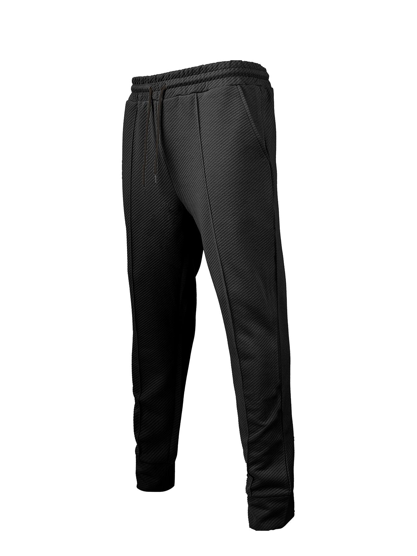 

American Spring and Autumn Men s Mid-waist Sports Casual Solid Color Drawstring Loose Jogging Trend Trousers Sweatpants L чёрный