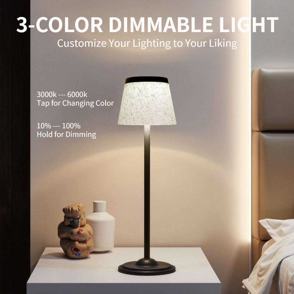 Cordless Table Lamp 1800mAh Battery Operated Wireless Lamp Touch Dimmable for Restaurant Home Dinner Dining Kitchen