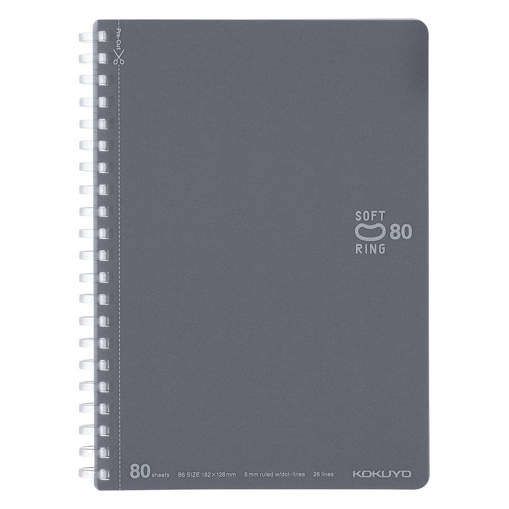 KOKUYO Note Soft Ring 80 Sheets B6 Dot Ruled Dark Gray -SV348BT-DM