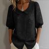 Camisa de Mujer Casual Vintage Holgada con Botones Bordada Floral de Manga Media Nueva Primavera/Verano 2026
