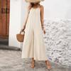 Damen Jumpsuit Lockerer Schnitt Verstellbare Spaghettiträger Weiter Bein Leichte Fließende Overalls für Freizeit