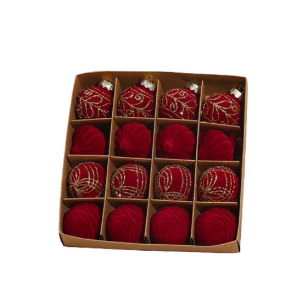 

PET Flocking Christmas Balls Set 6cm/8cm Christmas Tree Ornaments Party Favors Style 1