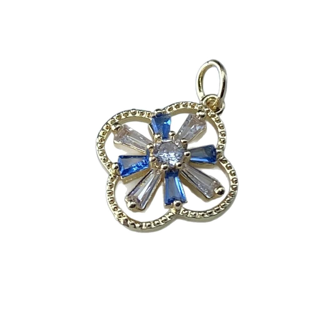 2025 New Minimalist French Full Diamond Four-Leaf Clover Handmade Crystal DIY Jewelry Accessories