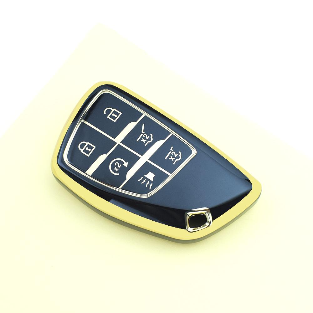 For Chevrolet Silverado 1500 Tahoe Suburban Colorado Traverse Gmc Yukon Canyon Sierra Auto Car Key Fob Case Cover Keychain Ring