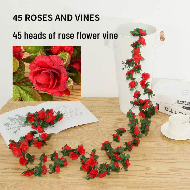 Two-Color Peony Rose Vine with 45 Heads for Air Conditioner Concealment and Soft Decoration