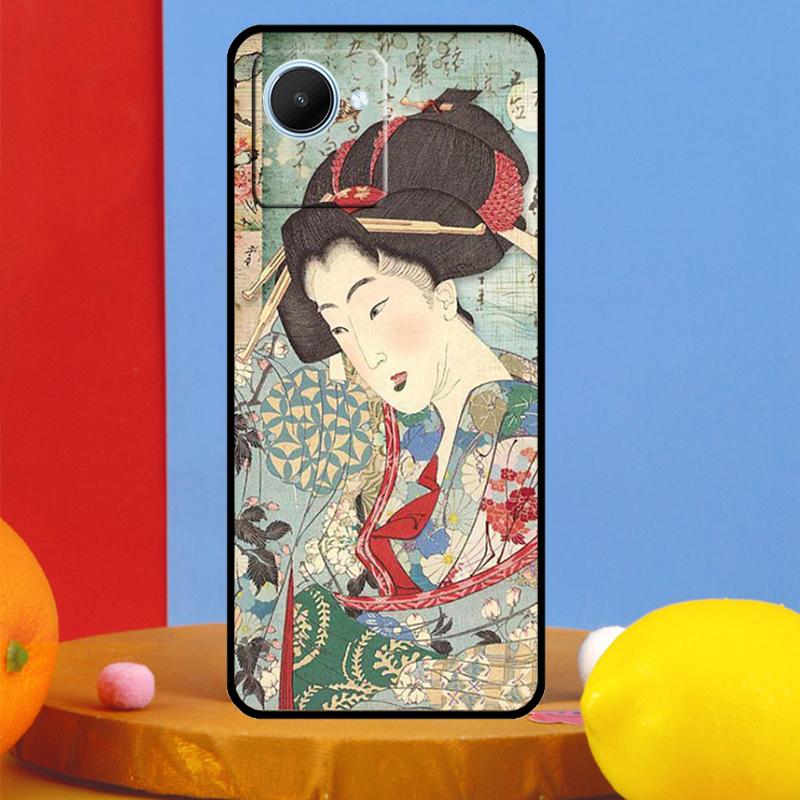 Japanese Geisha For Realme GT7 Pro GT6 10 11 12 13 14 15 Pro Plus C55 C67 C63 C61 C53 C35 C65 C75 C71 Case