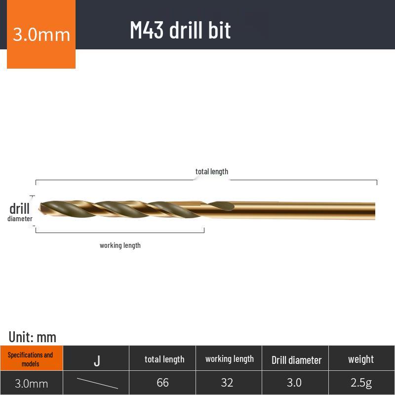 

Cobalt Stainless Steel Twist Drill Bit - Super Hard Tungsten Alloy Straight Shank