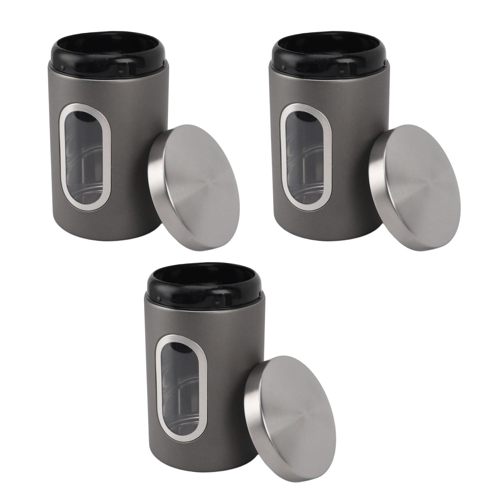 

3pcs Canister Stainless Steel Airtight with Visible Window Coffee Container for Kitchen Mixed Grains Food