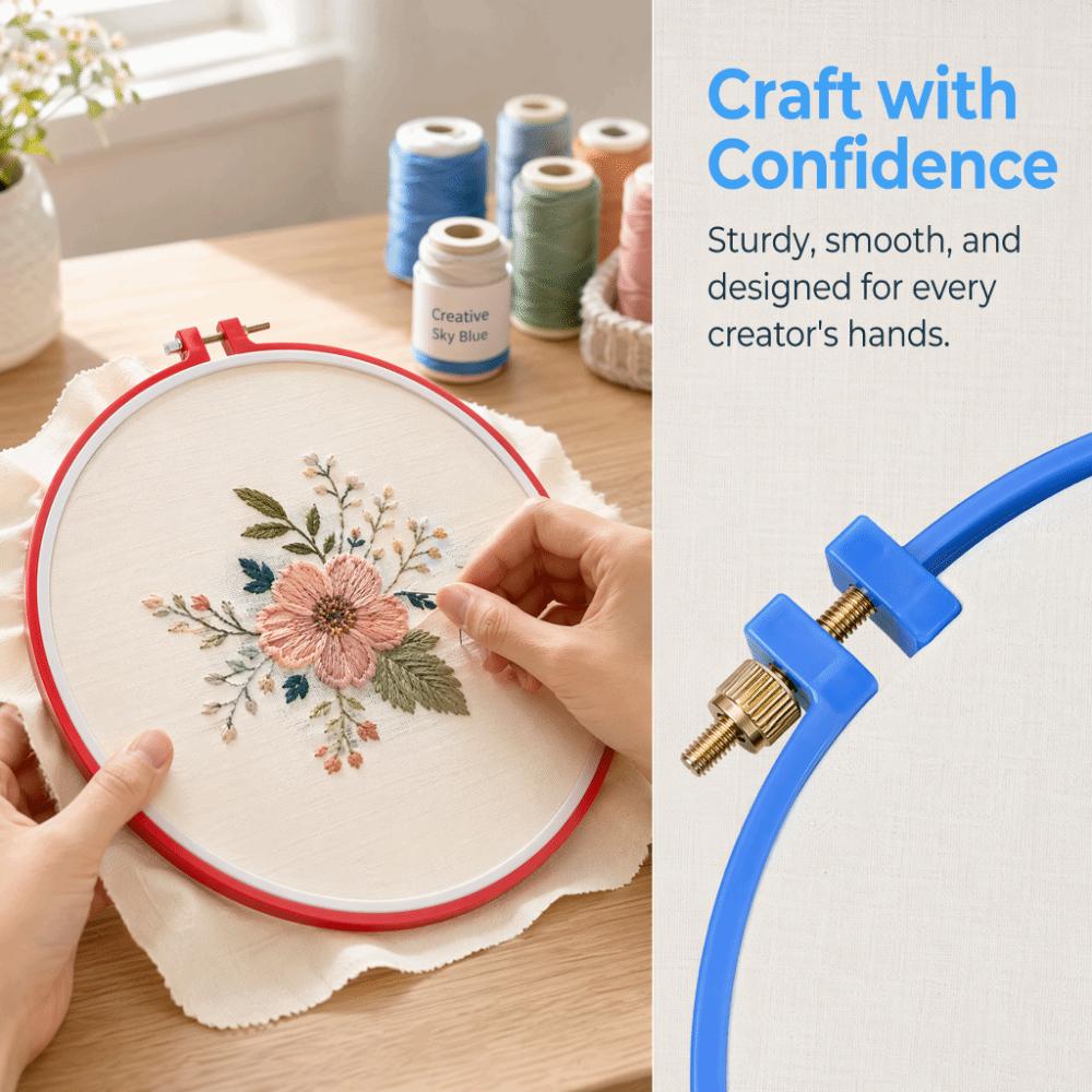 6pcs Adjustable Design Embroidery Hoop Set Plastic Adjustable Hoop Ring For Embroidery