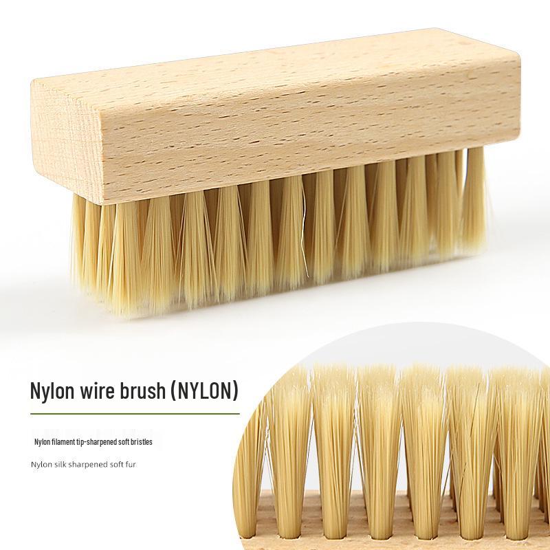Square Beechwood Horsehair & Boar Bristle Soft Brush for Polishing and Dust Removal on Leather Shoes, Seats, and Cars.