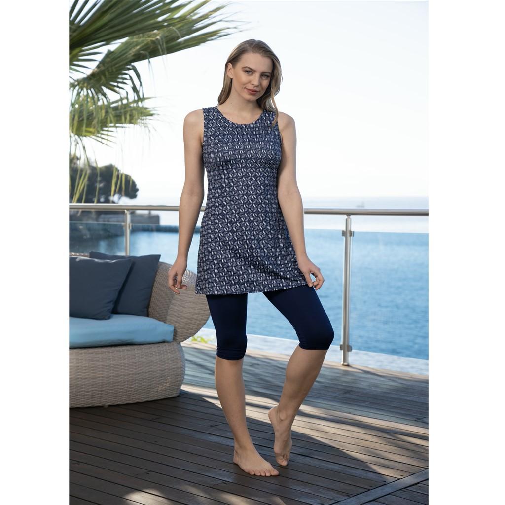 Estiva Japone Sleeve Digital Print Sleeveless Tights Swimsuit