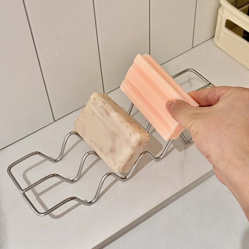 Stainless Steel Ins Style Soap Rack Shelf Kitchen Dish Household Draining Countertop Basin Soap Holder Bathroom Accessories