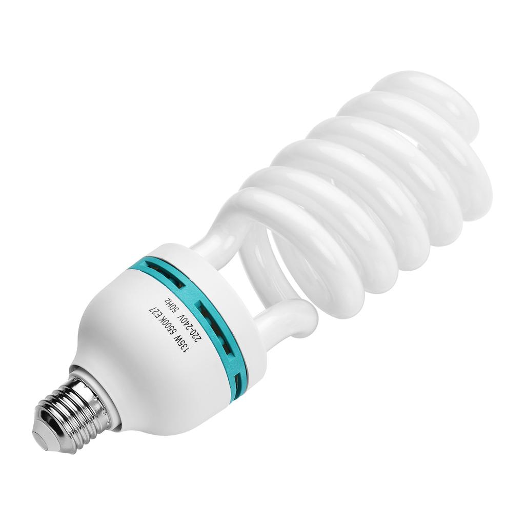 Spiral Fluorescent Light Bulb 135W 5500K Daylight CRI90 E27 Socket Energy Saving for Studio Photography Video Lighting