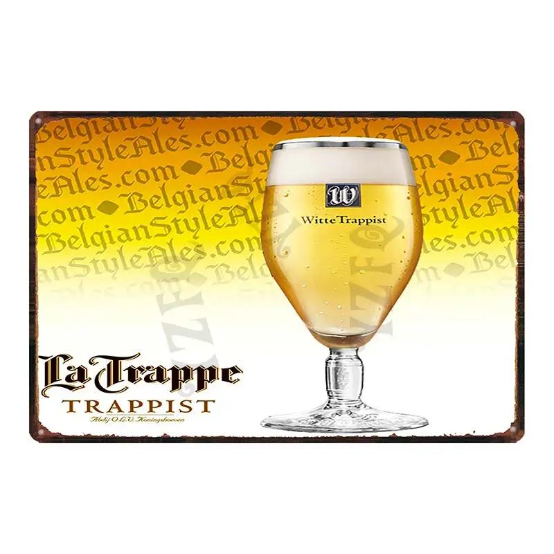 Birra Belga VintageBrugse Zot La Trappe Segno Metallico Lattina Targhe Per Muro Bar Pub Arte Cucina Caffè Decorazioni Casa 30X20CM DU-8282A
