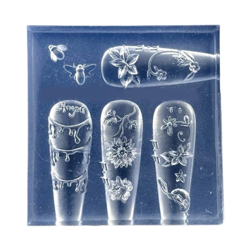 Flexible Silicone Crafting Mould With 3D Embossed Pattern For Nail Art Accessories And Resin Jewelry