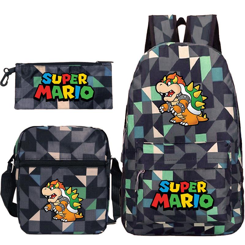 Super Mary Three-Piece Schoolbag, Male And Female Students, Large-Capacity Schoolbag, Shoulder Bag, Pencil Case.