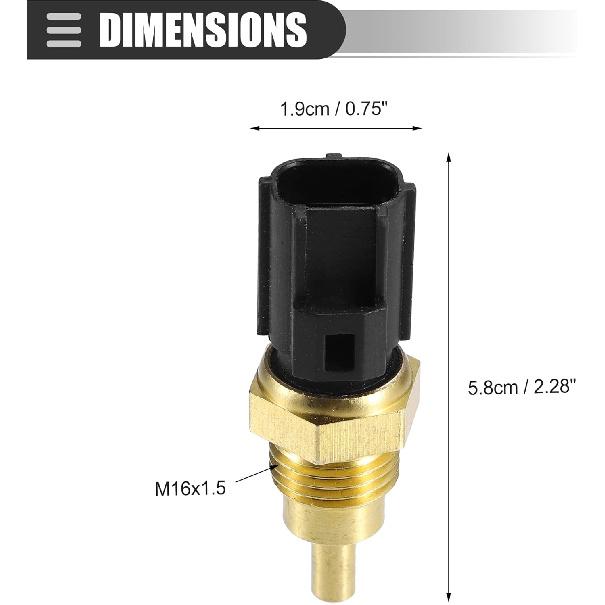 Motoforti Engine Coolant Temperature Sensor, Water Temp Sender, for MITSUBISHI Challenger K94 2.5TD 1998-2007, Metal, No.ME202053, Gold Tone