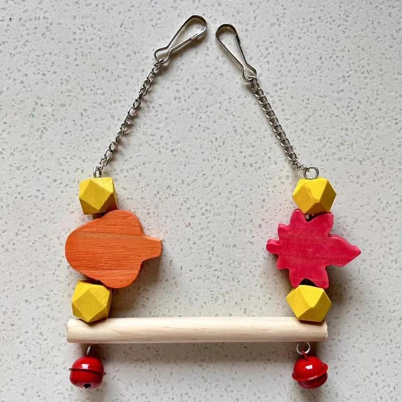 Bird Cage Toys for Parrots Wood Birds Swing Reliable Chewable Bite Bridge Parrot Toy Colorful Bird Chewing Toy Pet Supplies
