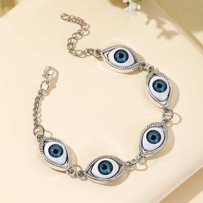 Gothic Acrylic Blue-eyed Evil Eye Bracelets for Women Men Halloween Party Retro Amulet Vampire Scary Jewelry Accessories Gifts