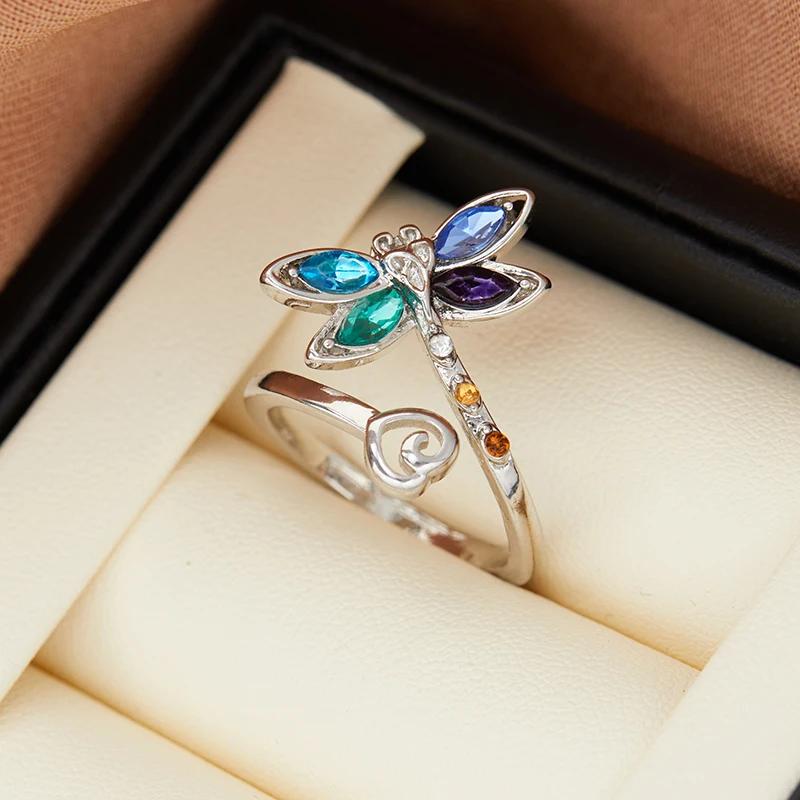 Vintage Trend Dragonfly Style Adjustable Open Ring, Women'S  Creative Holiday Party Accessories Gifts