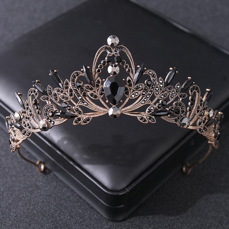 Baroque Crystal Tiaras and Crowns Vintage Rhinestone Princess Prom Crown Diadem for Bride Women Wedding Hair Accessories Jewelry
