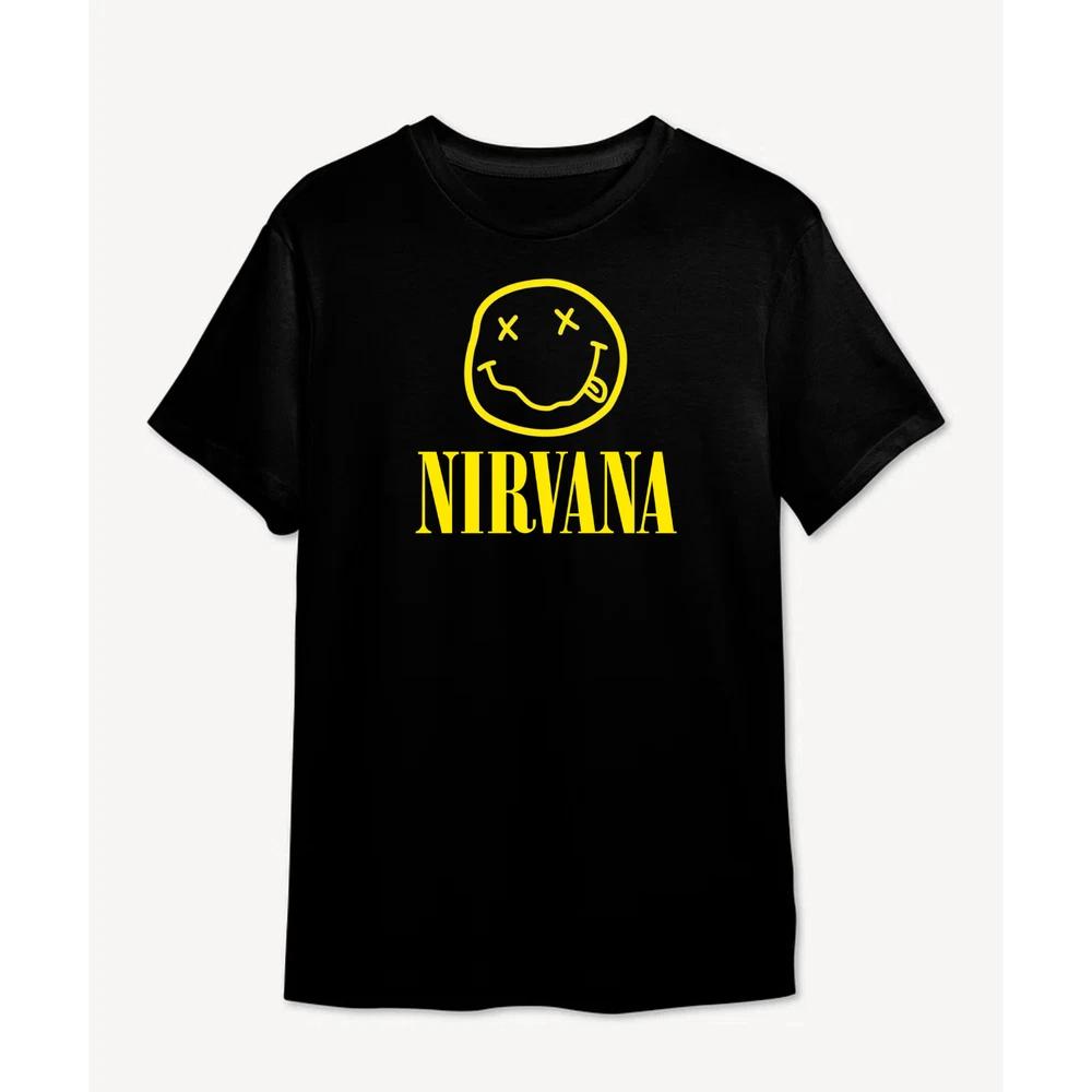 Nirvana TShirt Happy Face Kurt Cobain Band Official Inspired Black New M