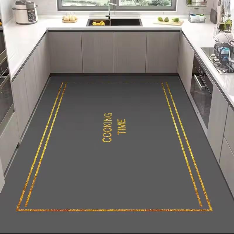 Carpet in The Kitchen Large PVC Leather Mat Non-Slip Waterproof Oil-proof Floor Mats Modern Home Decoration Alfombra De Cocina