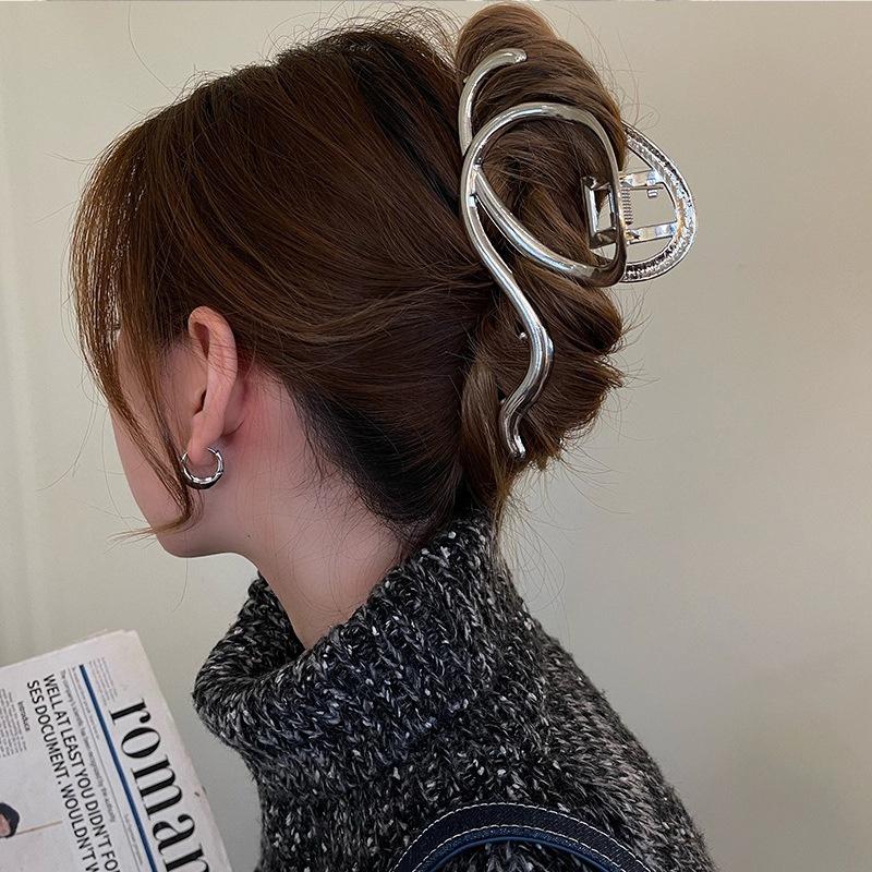 Trendy Big Women's Claw Clip for Thick Hair Accessories Headwear Giant Geometric Wave Note Crab Catch Clamps Clipper Hairgrip
