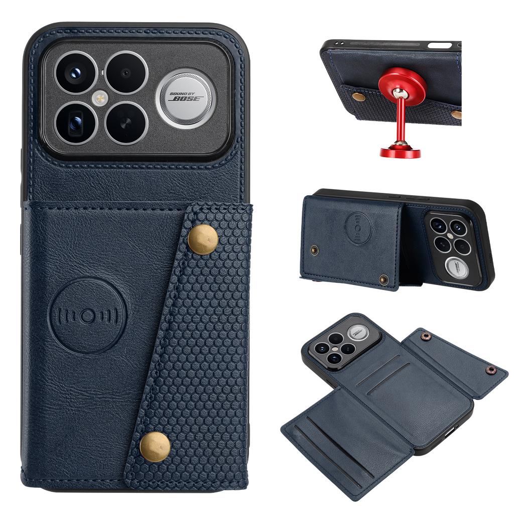 Pouzdro na telefon pro Xiaomi Poco F8 Ultra / Redmi K90 Pro Max 5G s sloty pro karty, stojánek, kůže + TPU kryt na telefon