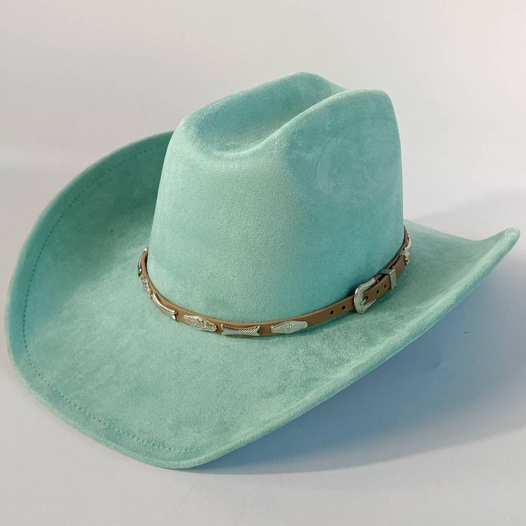 Stylish men's and women's felt hats cowboy hats soft felt hats with beige leather belts Panama hats outdoor parties hat.