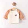Newborn Pure Cotton Half-Sleeve Monk Robe Top, Spring/Autumn, Thin Style, 0-3 Months