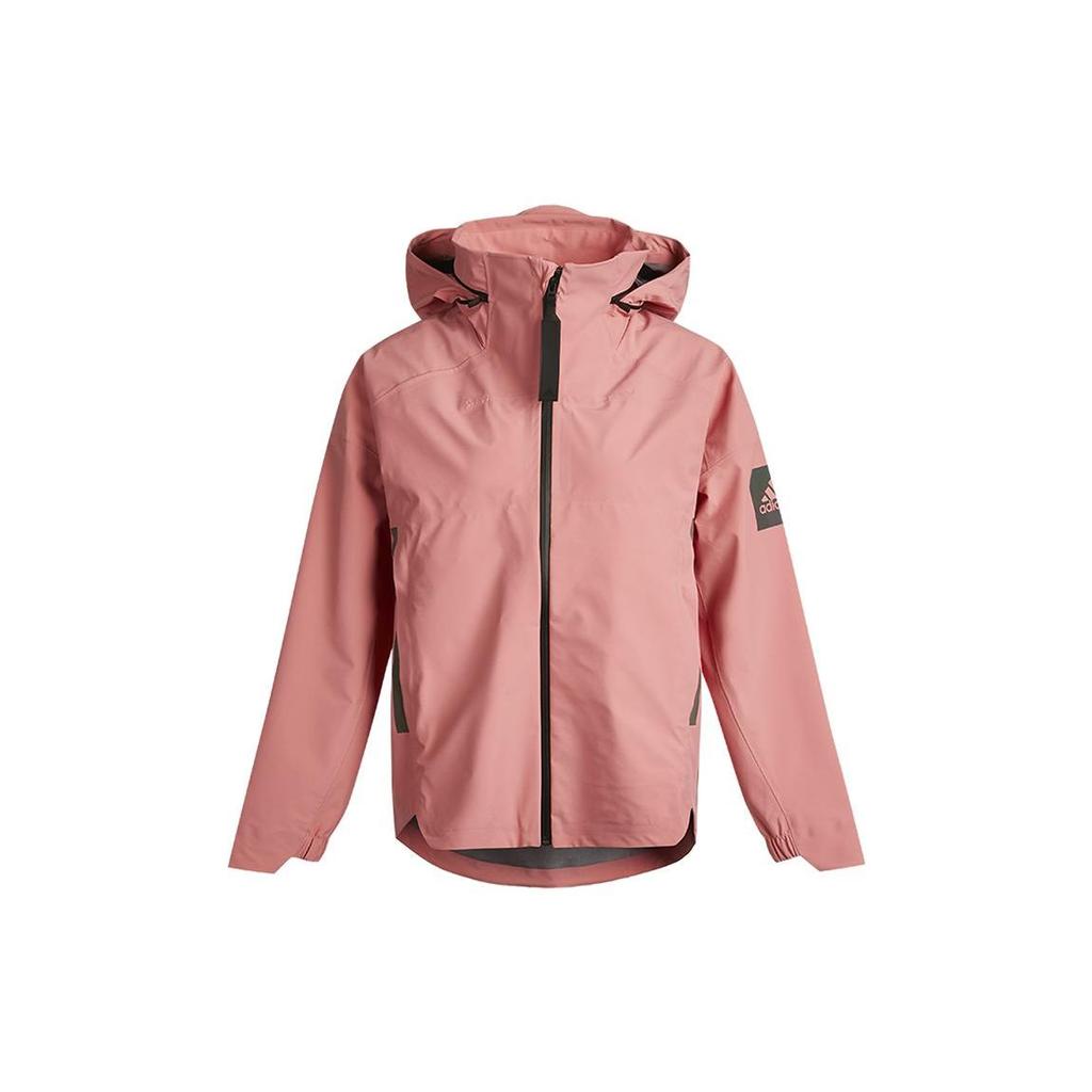 Adidas Solid Color Logo Zip-Up Hoodie Women Jackets Pink GL1009