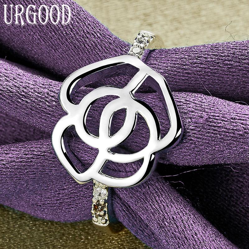 925 srebro kwiat AAA pierścionek z cyrkonią Party prezent modna biżuteria