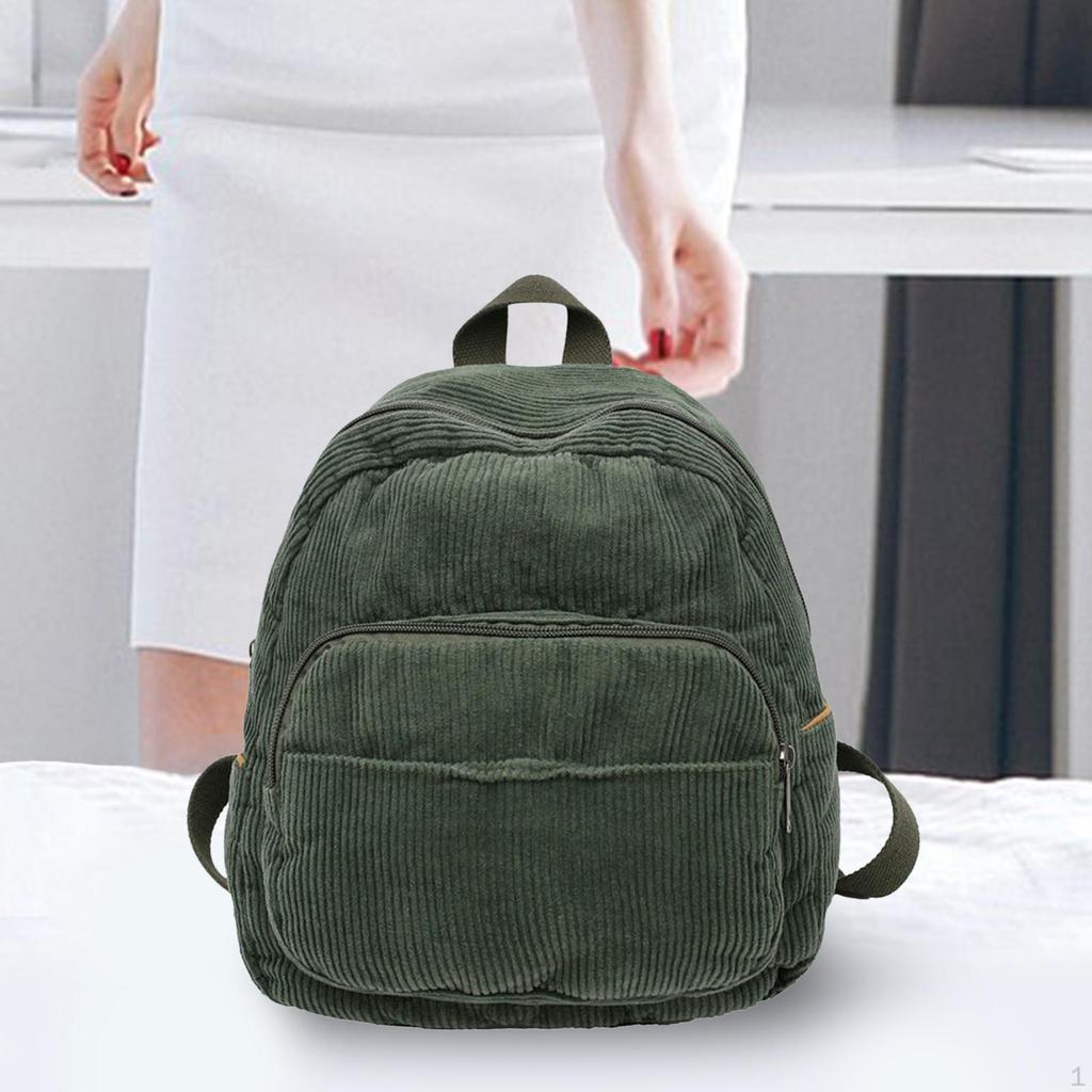 Fashion Backpack for Teen Girls Knapsacks Corduroy Portable Lightweight Daypack Rucksack