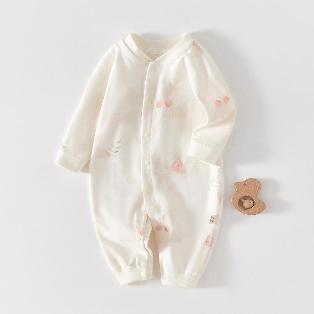 Autumn/Winter Pure Cotton Baby Romper – Long Sleeve Boneless Newborn Onesie for Spring