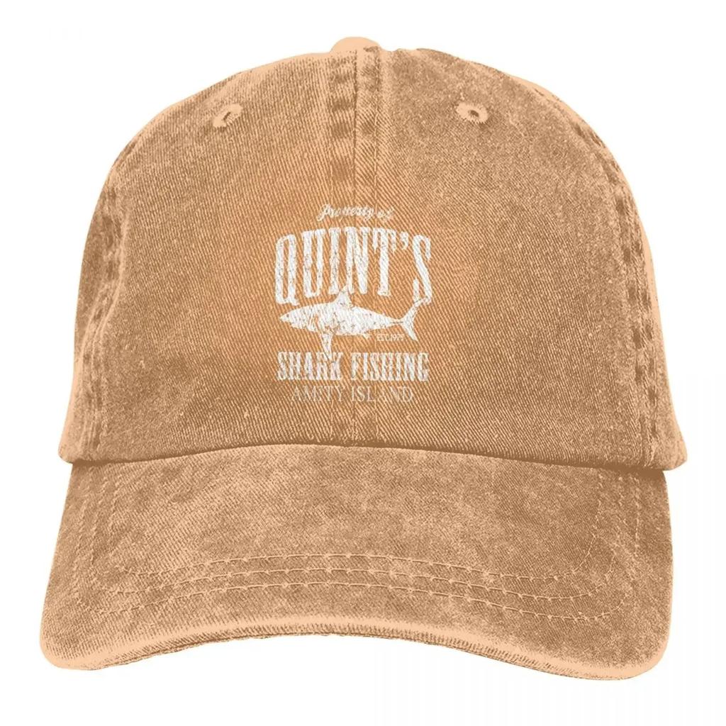Washed Men's Baseball Cap Quints Shark Fishing Amity Island Trucker Snapback Cowboy Caps Dad Hat Dive Scuba Diving Golf Hats