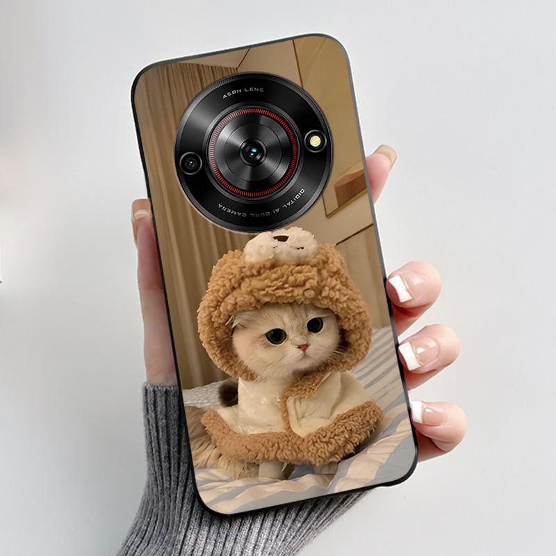 Cute Cartoon Case For ZTE Blade A75 5G/Nubia Focus 5G/Nubia Calf 5G Printing Shell Protective Cover Soft Silicone Black Casing