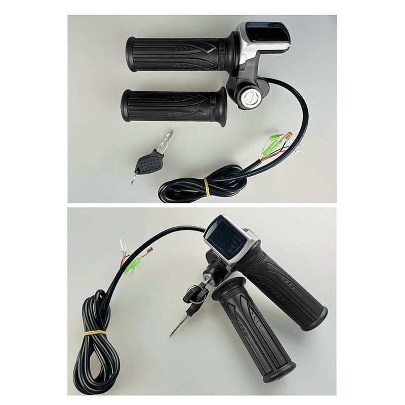 NEW HOT In Stock-For Electric Scooter Bike Parts- 48V Throttle Handlebar Grip Power Speed Rotary With Key With LCD Battery Displ