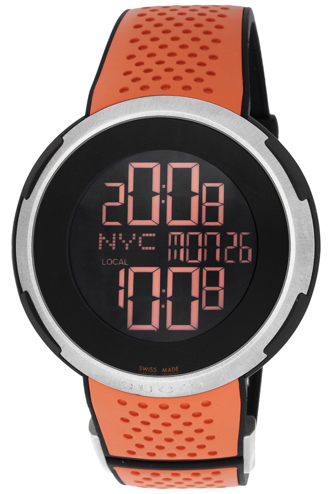 

Gucci Digital Black Stainless Sapphire Quartz Swiss YA114104 I-GUCCI Watch, 48.8mm, Dial, Steel, Crystal, Movement, Made, Men s, Orange, [Used]