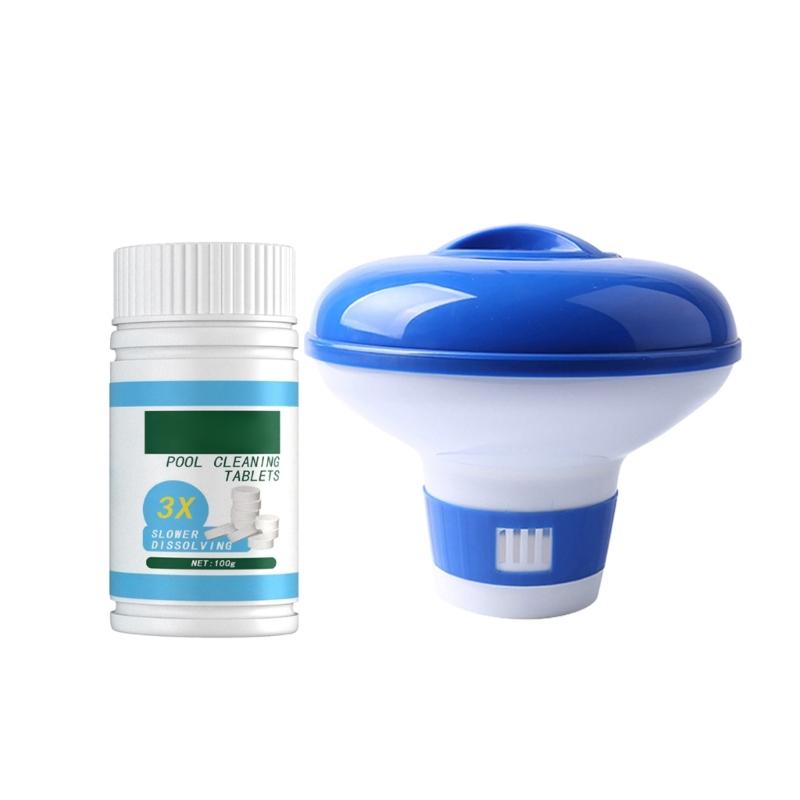 Solar Pool Floating Chlorine Dispenser Swimming Pool Chlorine Floater Bromine Tablets Dispenser  Storage Organizer